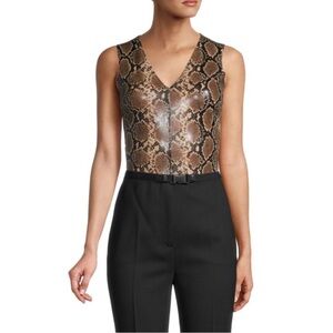 COMMANDO | NWT Sleeveless Animal-Print Bodysuit in Snake, Size Medium